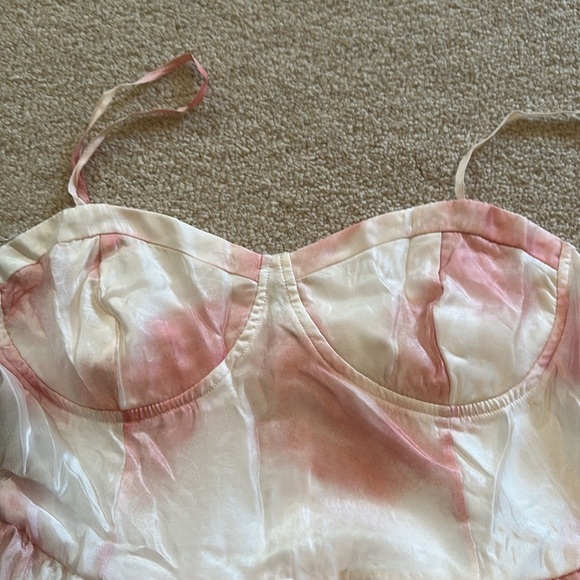 Freesia Chiffon Bustier Mini Dress Size XL Pink Ivory Spaghetti Straps NEW - Picture 14 of 15